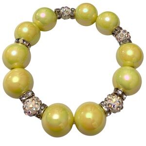 Bright Yellow Chunky Beaded Rhinestone Bracelet ✨️